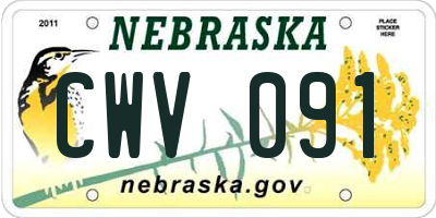 NE license plate CWV091
