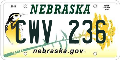 NE license plate CWV236