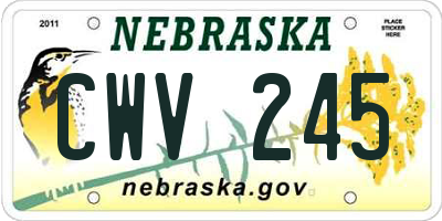 NE license plate CWV245