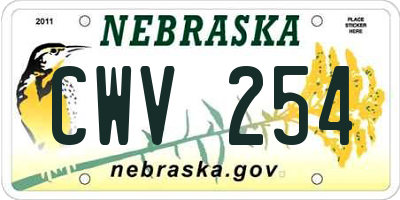 NE license plate CWV254