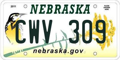 NE license plate CWV309