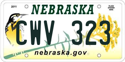 NE license plate CWV323