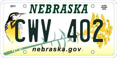 NE license plate CWV402