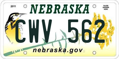 NE license plate CWV562