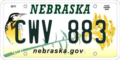 NE license plate CWV883