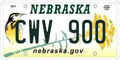 NE license plate CWV900
