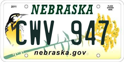 NE license plate CWV947