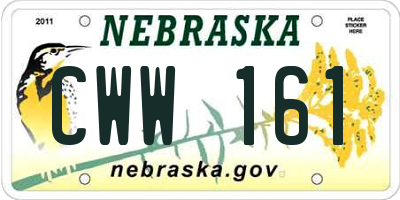 NE license plate CWW161
