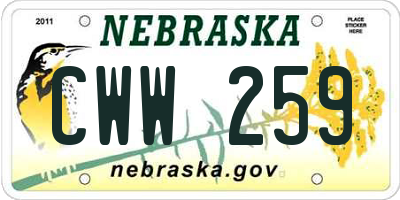 NE license plate CWW259