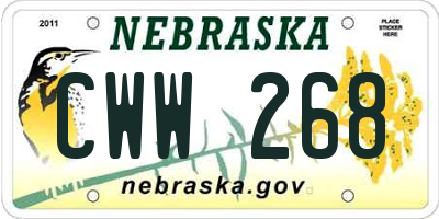 NE license plate CWW268