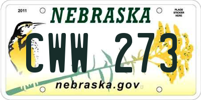 NE license plate CWW273