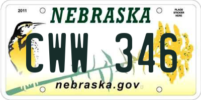 NE license plate CWW346
