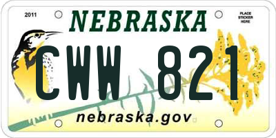 NE license plate CWW821