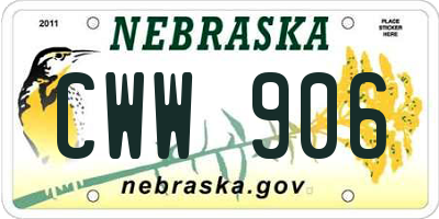 NE license plate CWW906