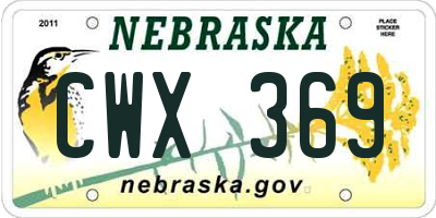 NE license plate CWX369