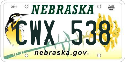 NE license plate CWX538