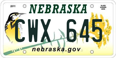 NE license plate CWX645