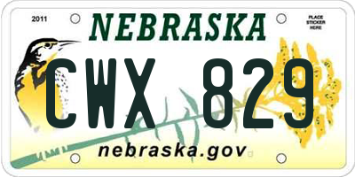 NE license plate CWX829