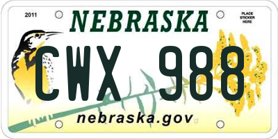 NE license plate CWX988
