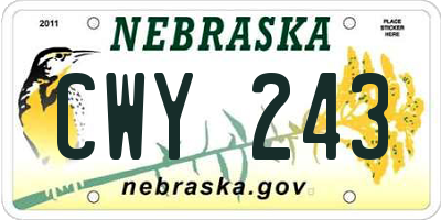 NE license plate CWY243