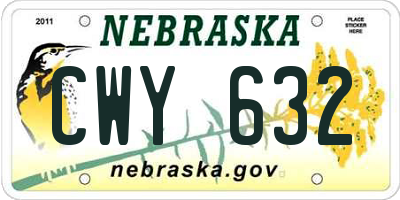 NE license plate CWY632