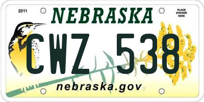 NE license plate CWZ538