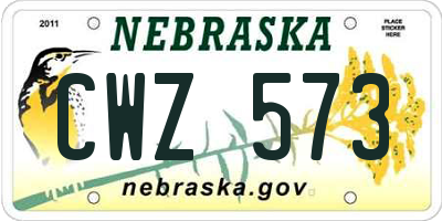 NE license plate CWZ573