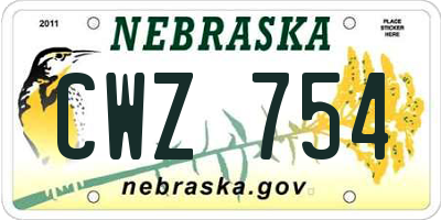 NE license plate CWZ754