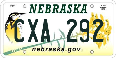 NE license plate CXA292