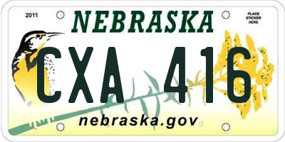 NE license plate CXA416