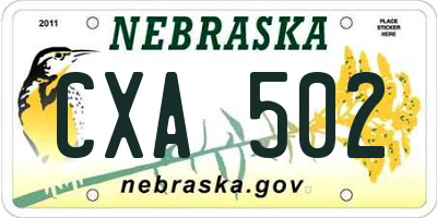 NE license plate CXA502