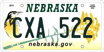 NE license plate CXA522