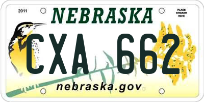 NE license plate CXA662