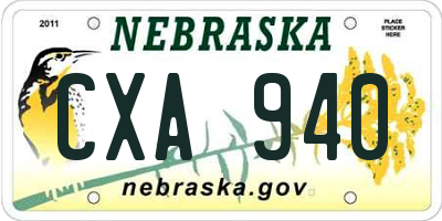 NE license plate CXA940