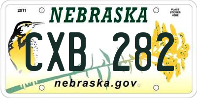 NE license plate CXB282
