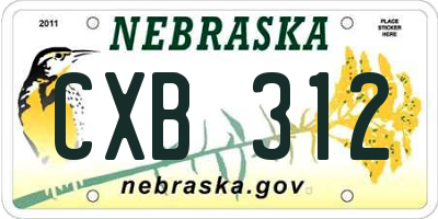 NE license plate CXB312