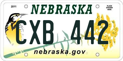 NE license plate CXB442