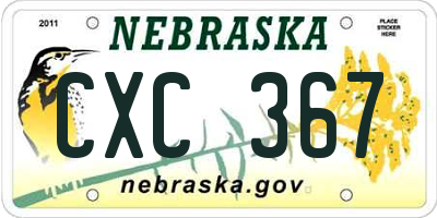 NE license plate CXC367