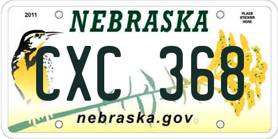 NE license plate CXC368
