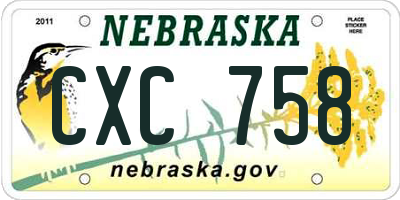 NE license plate CXC758