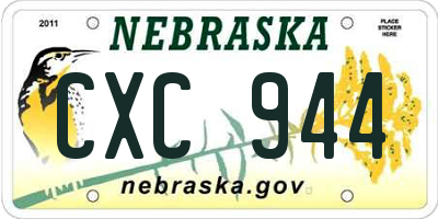NE license plate CXC944
