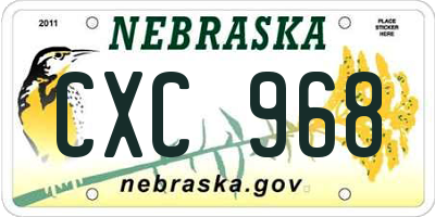 NE license plate CXC968