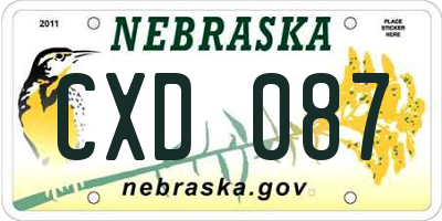 NE license plate CXD087