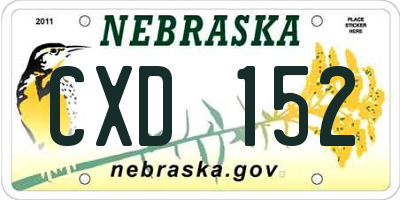 NE license plate CXD152