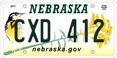 NE license plate CXD412