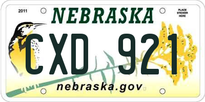 NE license plate CXD921