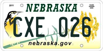 NE license plate CXE026