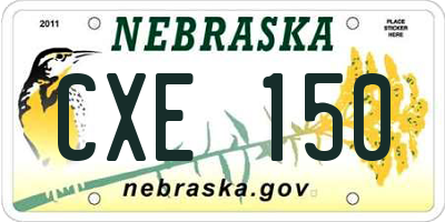 NE license plate CXE150