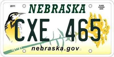 NE license plate CXE465