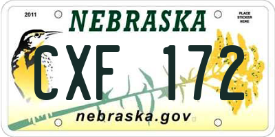 NE license plate CXF172
